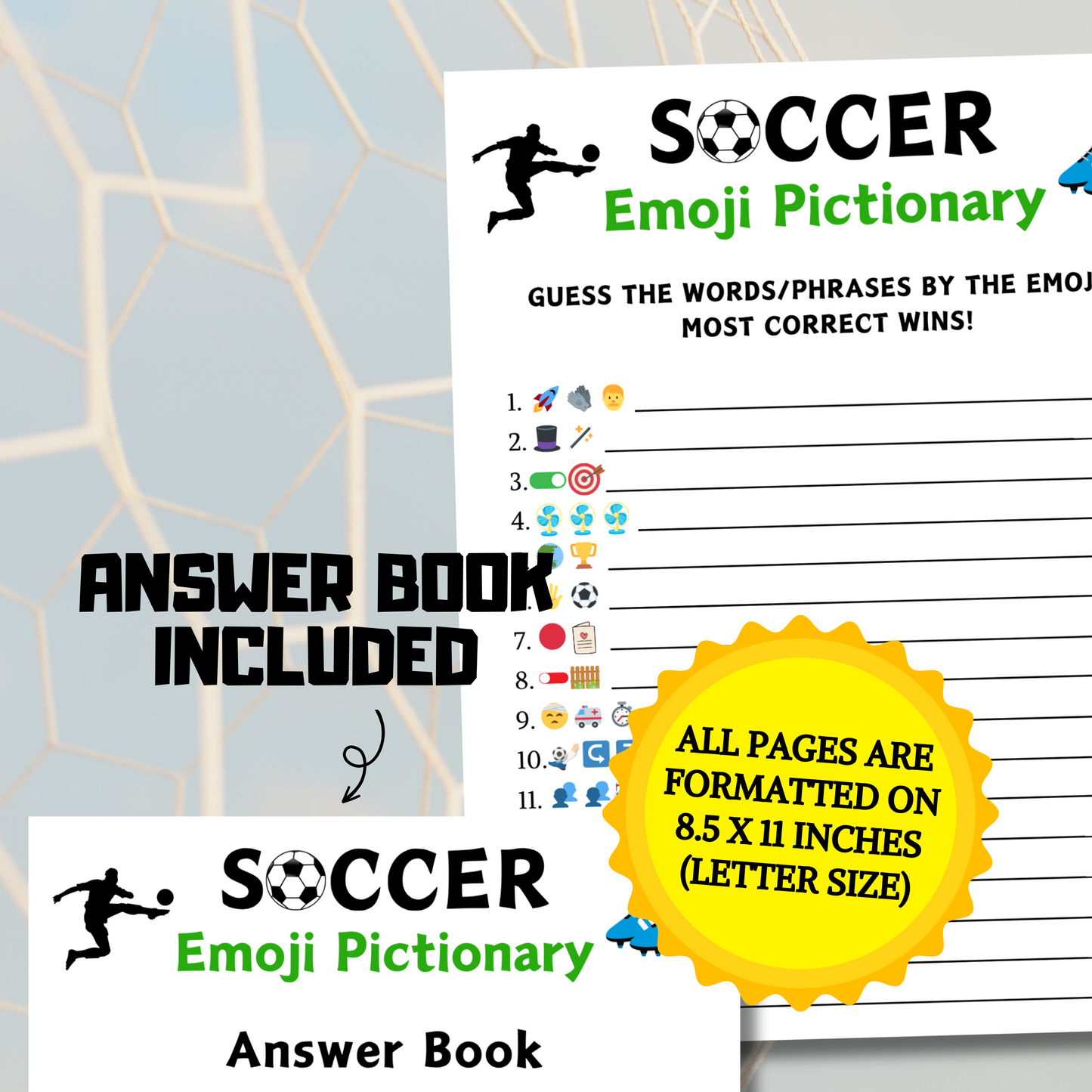 Soccer Emoji Pictionary Game | Printable Soccer Emoji Game