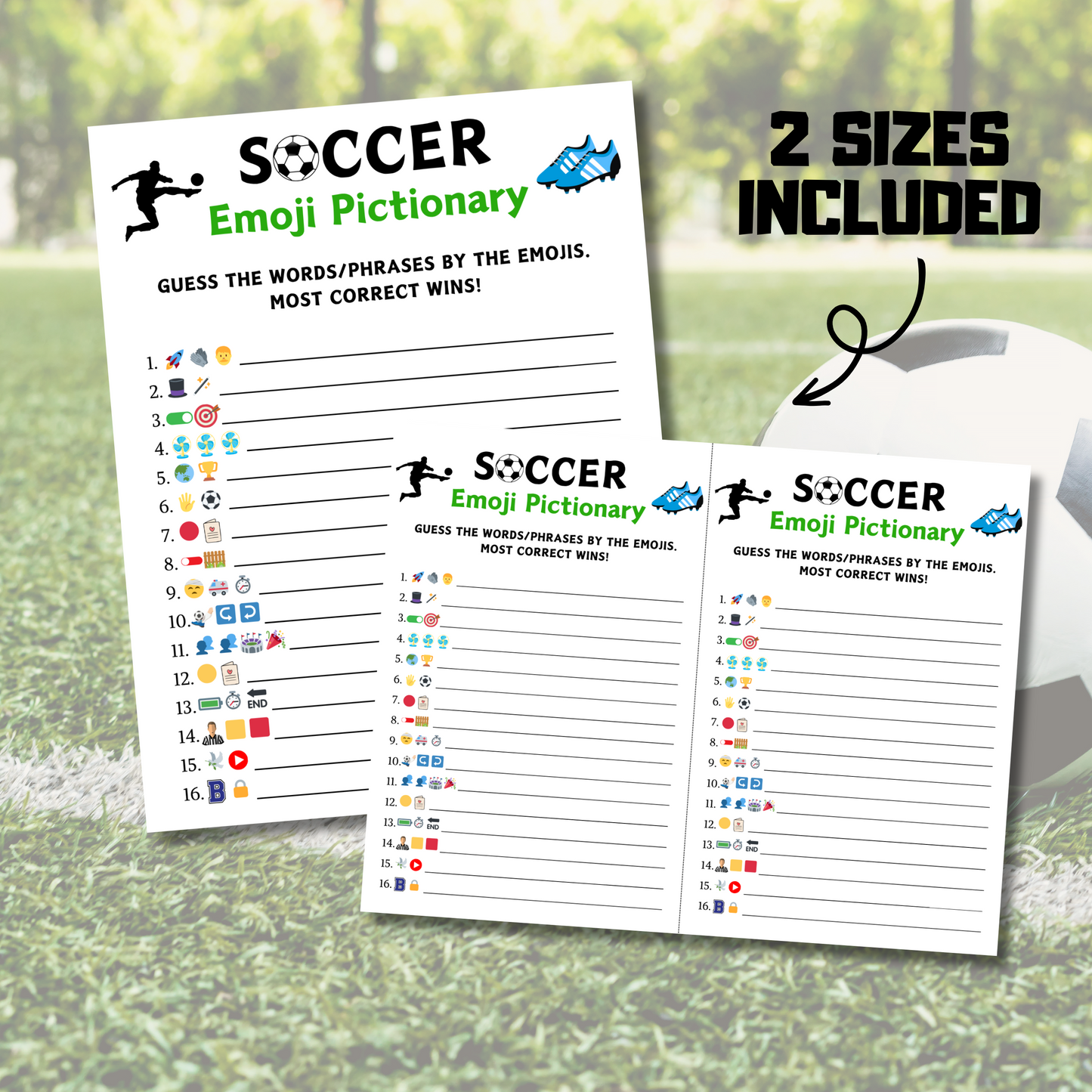Soccer Emoji Pictionary Game | Printable Soccer Emoji Game