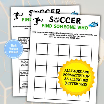 Soccer Find Someone Who Game | Printable Soccer Find The Guest Bingo