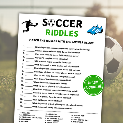 Soccer Riddles Game | Printable Soccer Riddle Me This Games