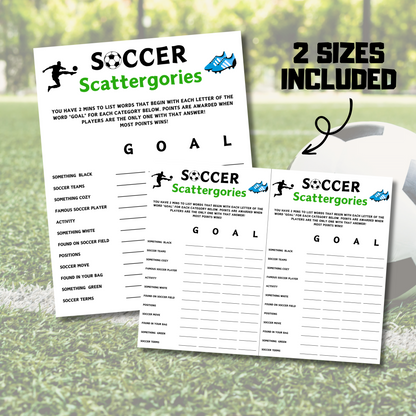 Soccer Scattergories Game | Minimalist Soccer Team Think Fast Game
