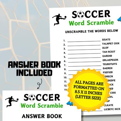 Soccer Word Scramble Game | Minimalist Soccer Team Think Fast Game
