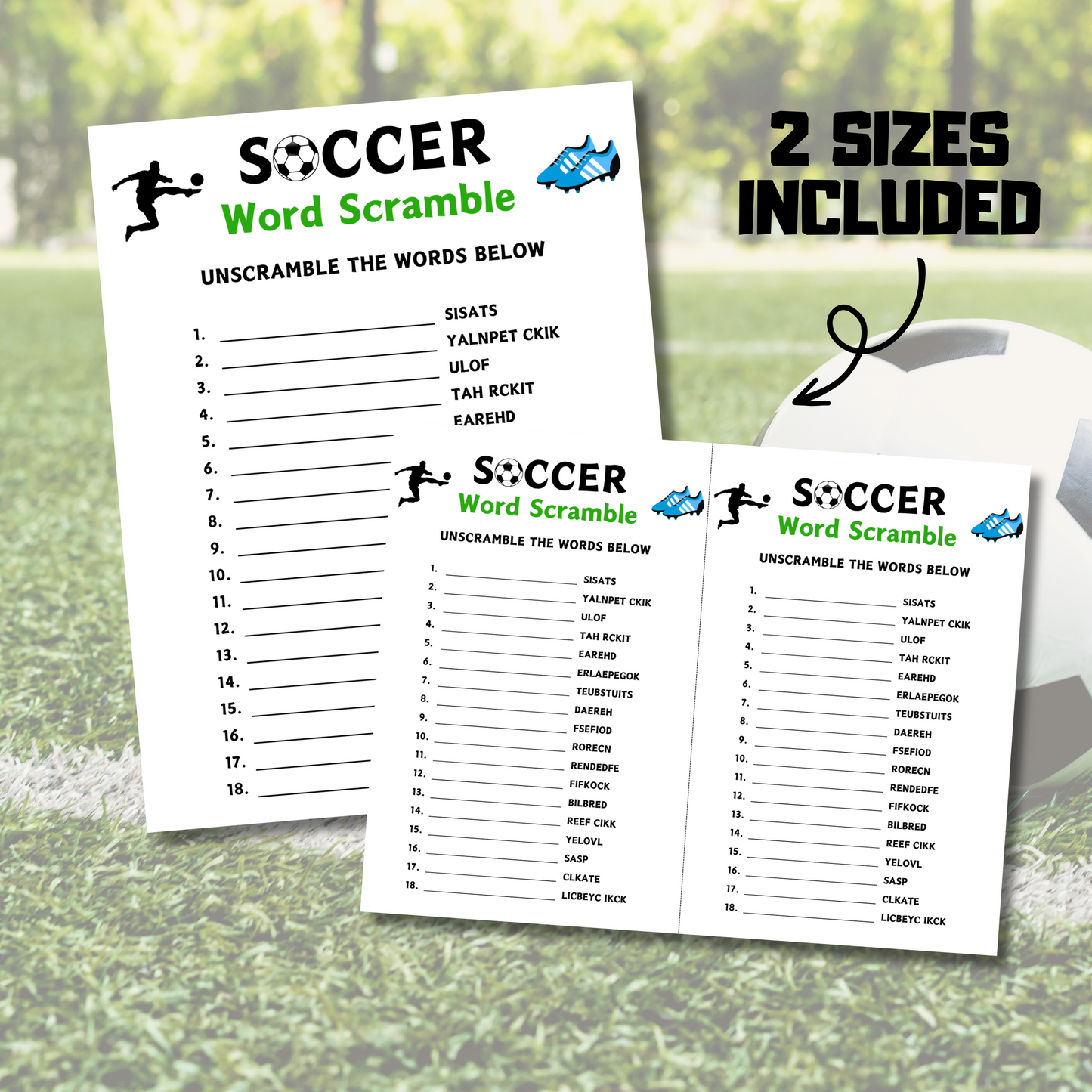 Soccer Word Scramble Game | Minimalist Soccer Team Think Fast Game