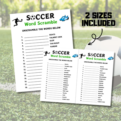 Soccer Word Scramble Game | Minimalist Soccer Team Think Fast Game