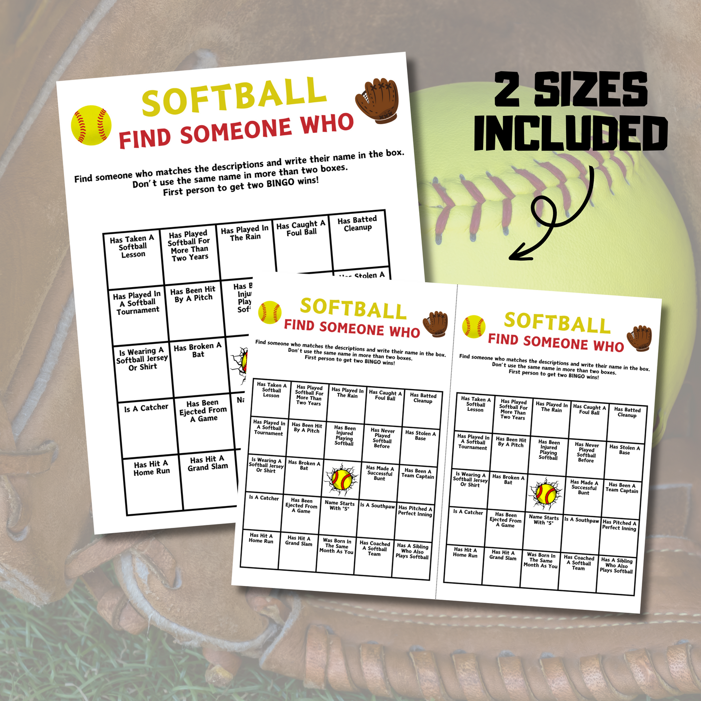 Softball Find Someone Who Game | Printable Softball Find The Guest Bingo