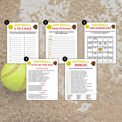 Softball Games Bundle | Printable Softball Team Party Game
