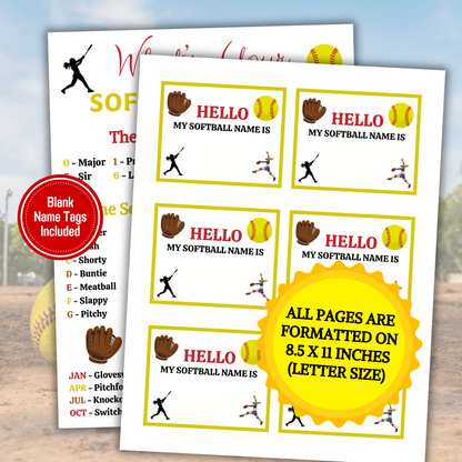 Softball Games Bundle | Printable Softball Team Party Game