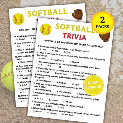 Softball Trivia Game | Softball Knowledge Quiz Game