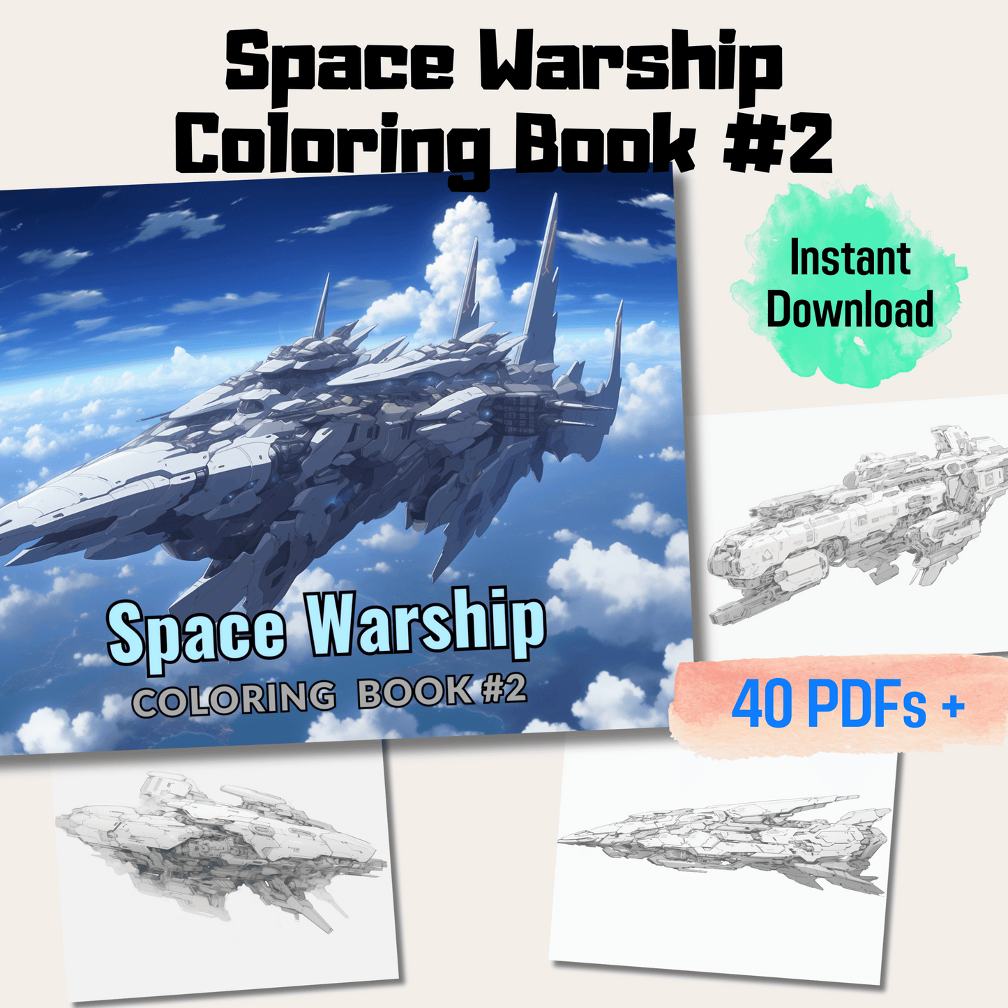 Space Battleship Coloring Book, Exquisite Space-Themed Coloring Book