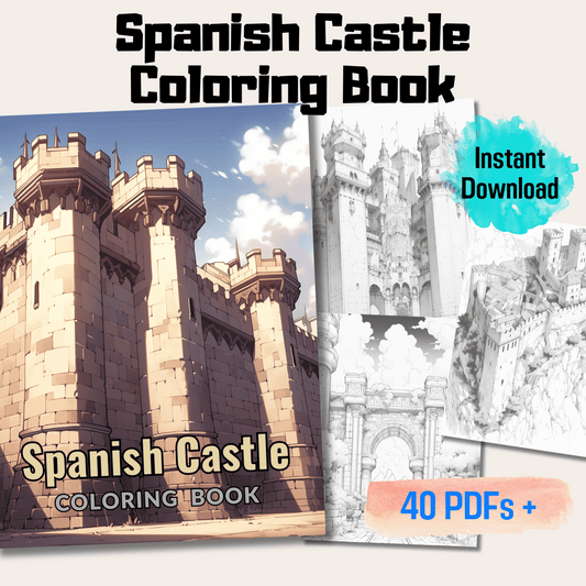 Spanish Castle Coloring Book, Artistic Journey Through Spain's Majestic Castles