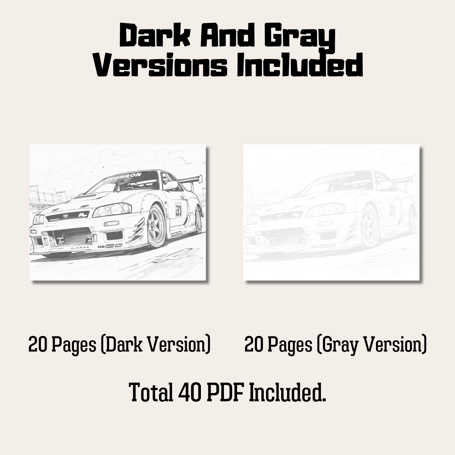 20 Pages Sport Car Coloring Book, Fun and Engaging Automotive Designs for All Ages