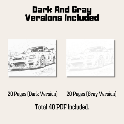 20 Pages Sport Car Coloring Book, Fun and Engaging Automotive Designs for All Ages