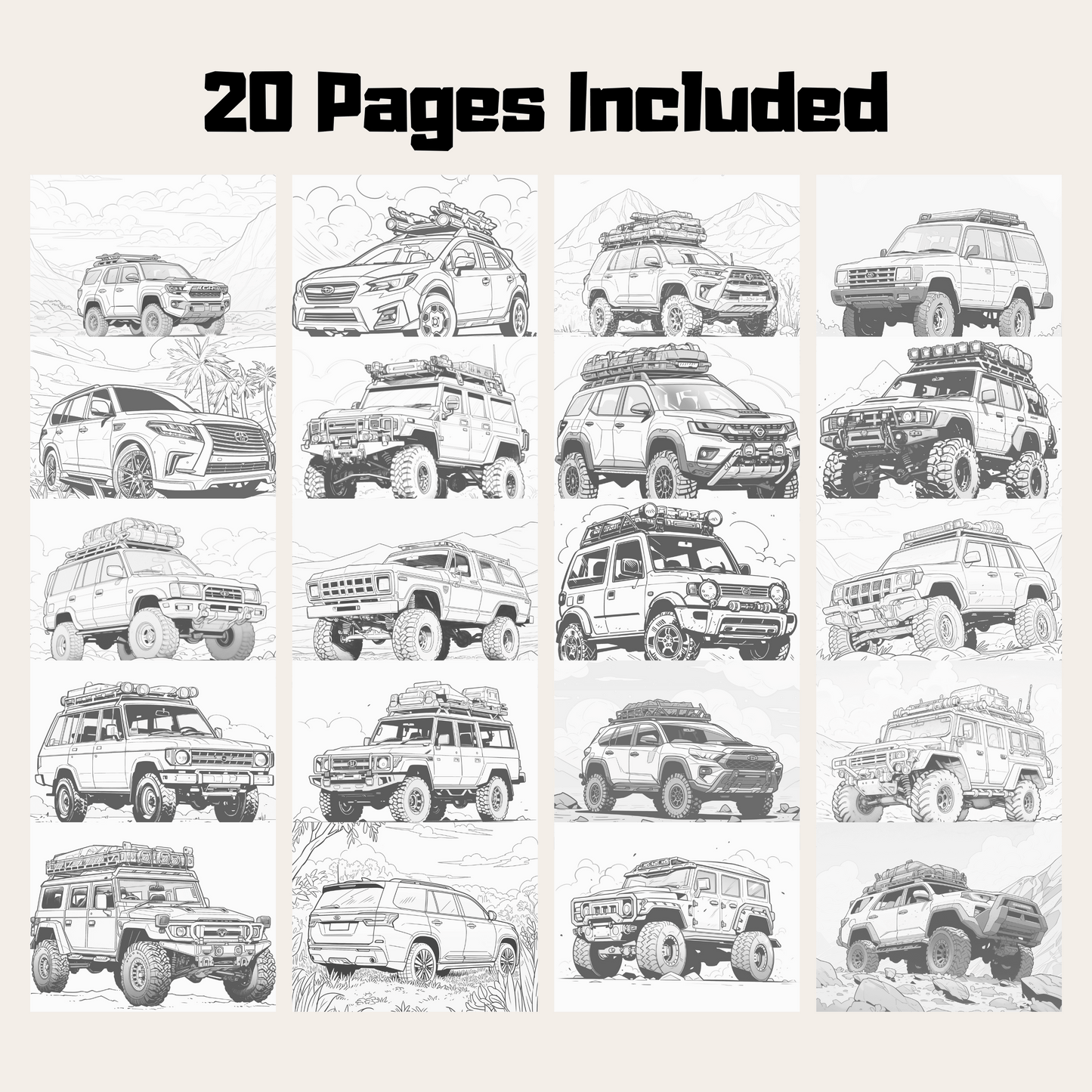 Sports Utility Vehicle Coloring Book, Fun and Educational SUV Coloring Pages