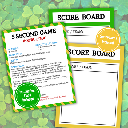 St. Patrick's Day 5 Second Game | Printable 5 Sec St. Patrick's Day Party Game