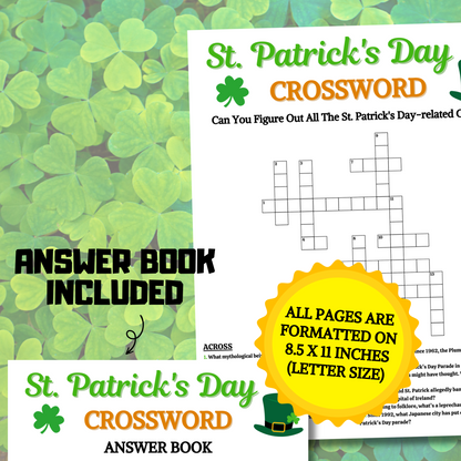 St. Patrick's Day Crossword Game | Printable St. Patrick's Day Party Crossword Puzzle