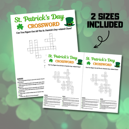 St. Patrick's Day Crossword Game | Printable St. Patrick's Day Party Crossword Puzzle