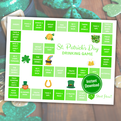 St. Patrick's Day Drinking Game | Printable St. Patrick's Day Party Drink Dice Game
