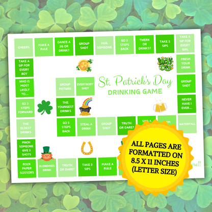 St. Patrick's Day Drinking Game | Printable St. Patrick's Day Party Drink Dice Game