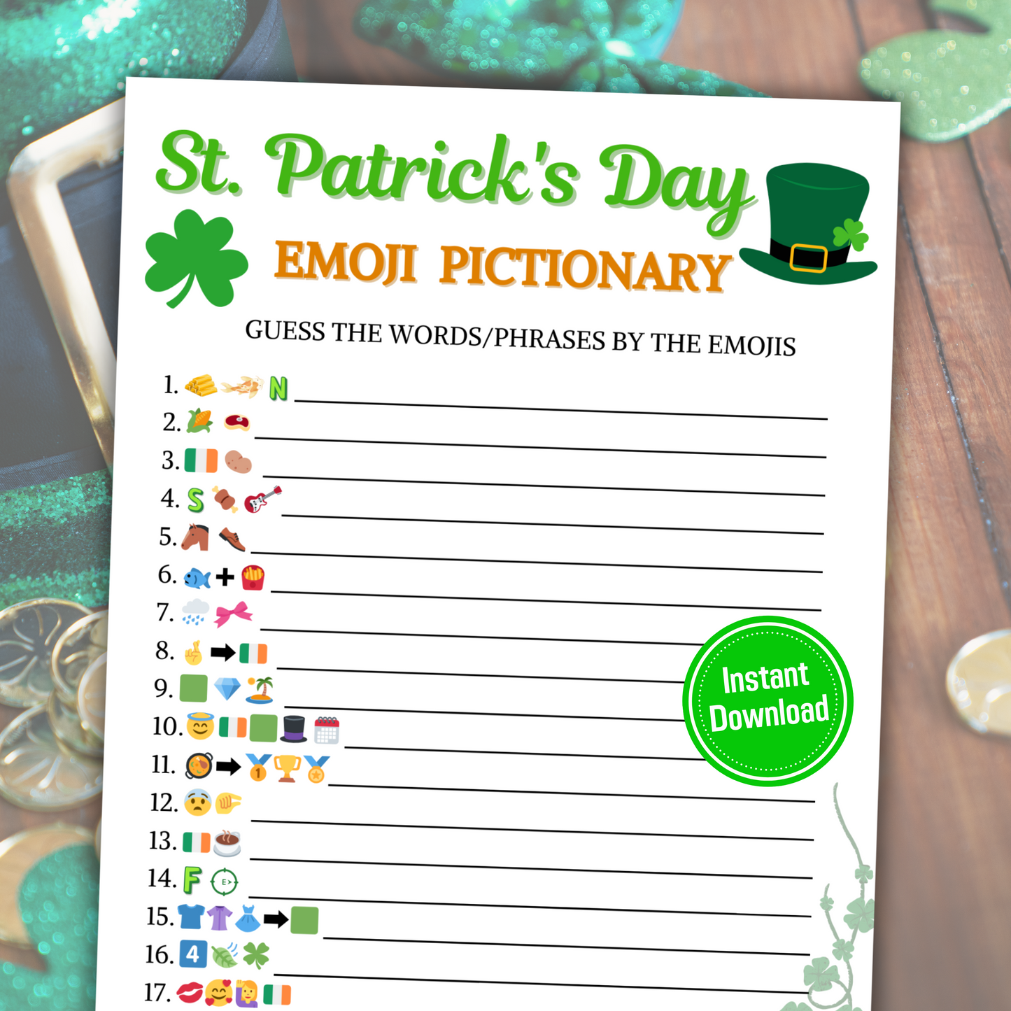 St. Patrick's Day Emoji Pictionary Game | Fun St. Patty's Day