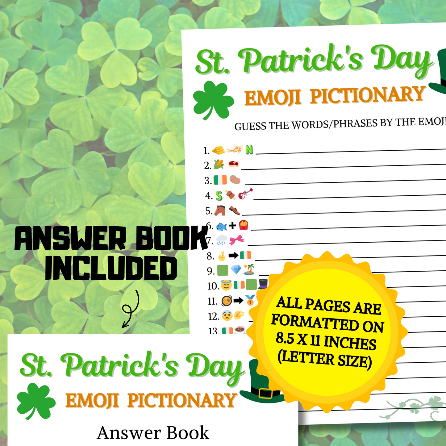 St. Patrick's Day Emoji Pictionary Game | Fun St. Patty's Day