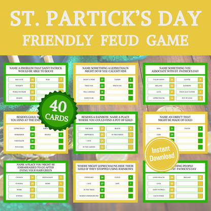 St. Patrick's Day Friendly Feud Game | Printable St. Patrick's Day Game
