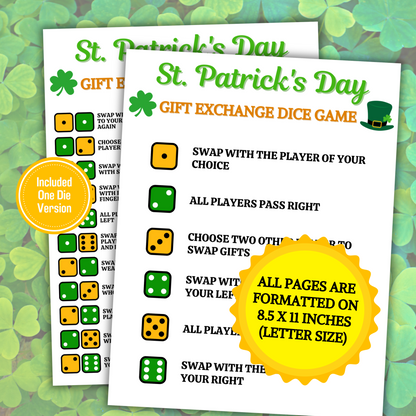St. Patrick's Day Gift Exchange Dice Game | Printable St. Patty's Gift Swap Game