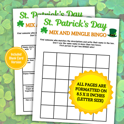 St. Patrick's Mix and Mingle Bingo | St. Patty's Find the Guest Bingo
