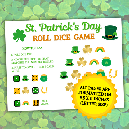 St. Patrick's Day Roll Dice Game | Printable St. Patrick's Day Leprechaun Roll Dice
