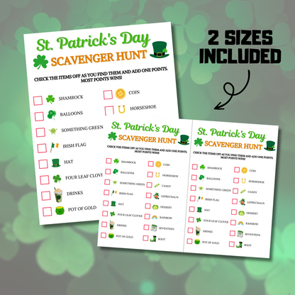 St. Patrick's Day Scavenger Hunt Game | Printable St. Patty's Treasure Hunt Game