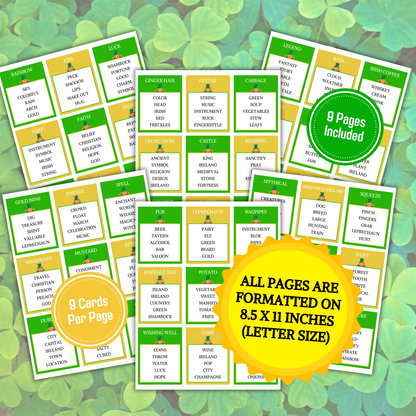 St. Patrick's Day Taboo Game | Printable St. Patrick's Day Forbidden Words Game
