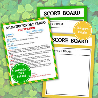 St. Patrick's Day Taboo Game | Printable St. Patrick's Day Forbidden Words Game
