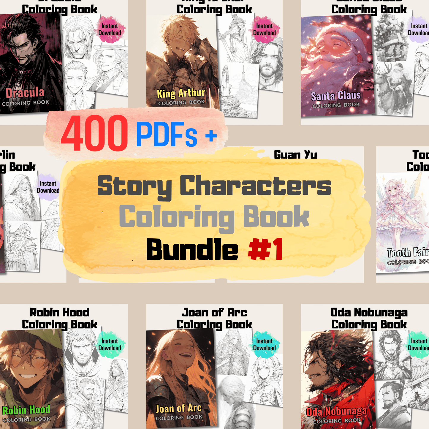 Story Characters Coloring Book Bundle 1: Story Characters