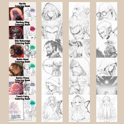 Story Characters Coloring Book Bundle 1: Story Characters 200 Pages Included