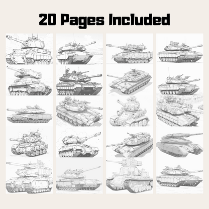 Tank Coloring Book, 20 Pages of Military Vehicle Designs for All Ages