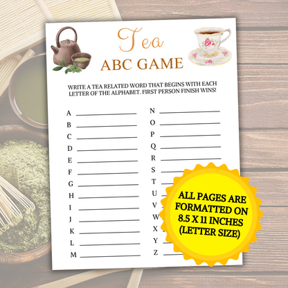 Tea ABC Game | Minimalist Tea Name Game