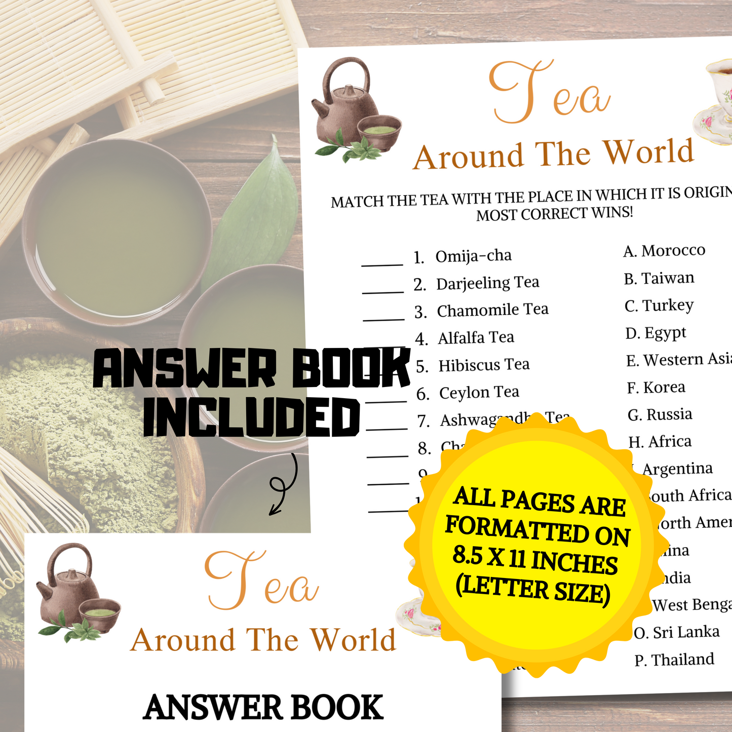 Tea Around The World Game | Minimalist Tea of the World Games