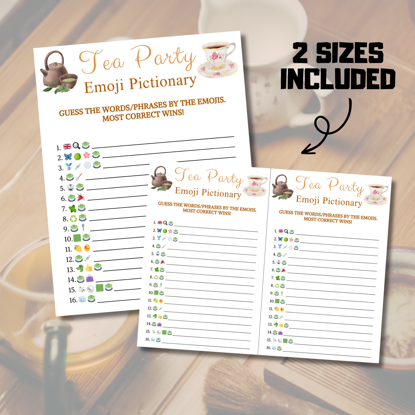 Tea Party Emoji Pictionary Game | Printable Tea Party Emoji Game