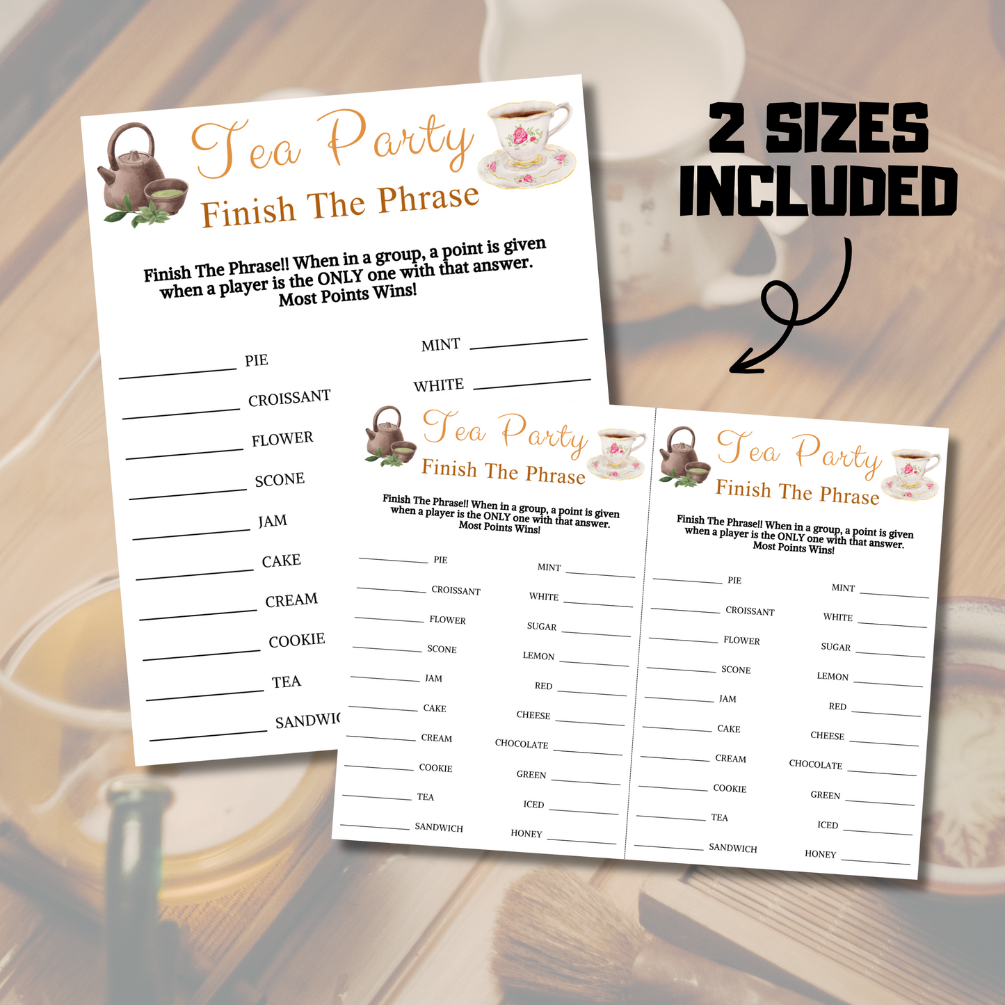 Tea Party Finish The Phrase Game | Printable Tea Knowledge Quiz