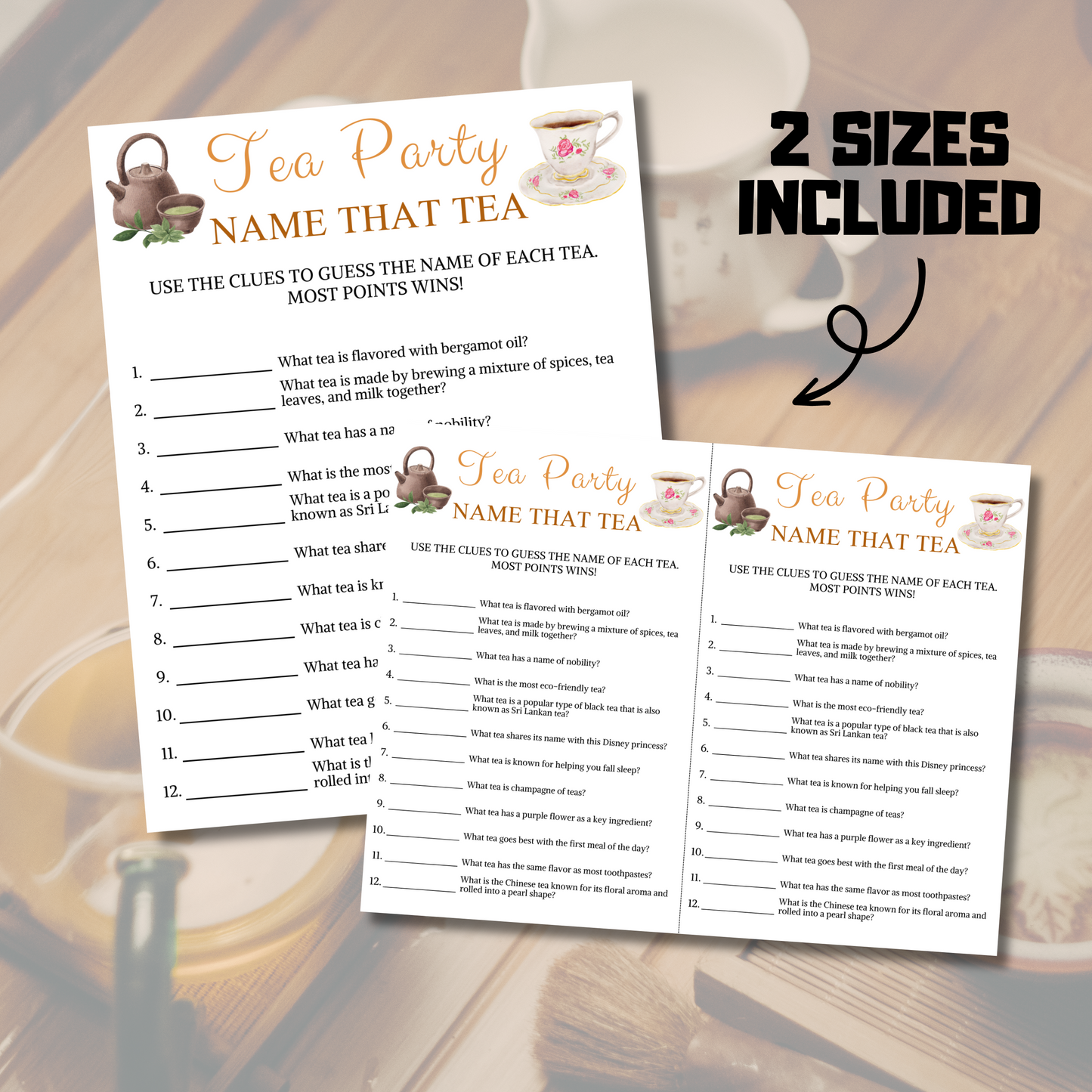 Tea Party Name That Tea Game | Printable Tea Knowledge Trivia Quiz