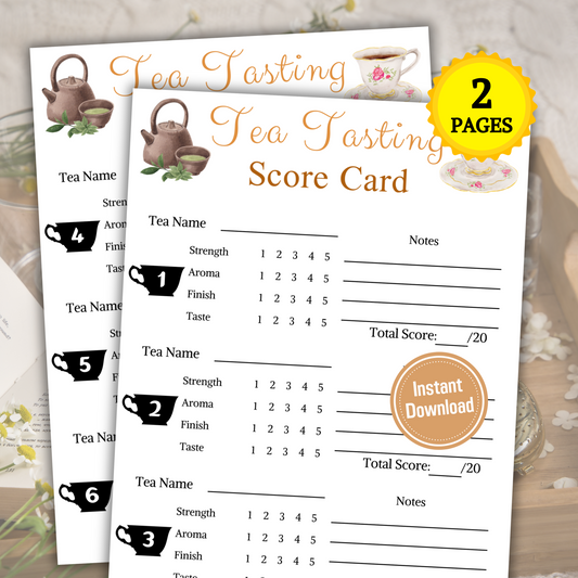 Tea Tasting Card | Minimalist Tea Tasting Party Scorecard