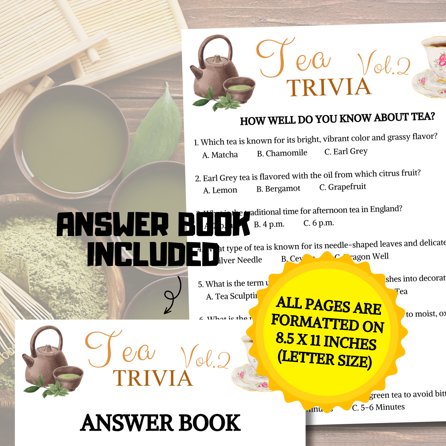 Tea Trivia Game Volume 2 | Minimalist Tea Quiz Game