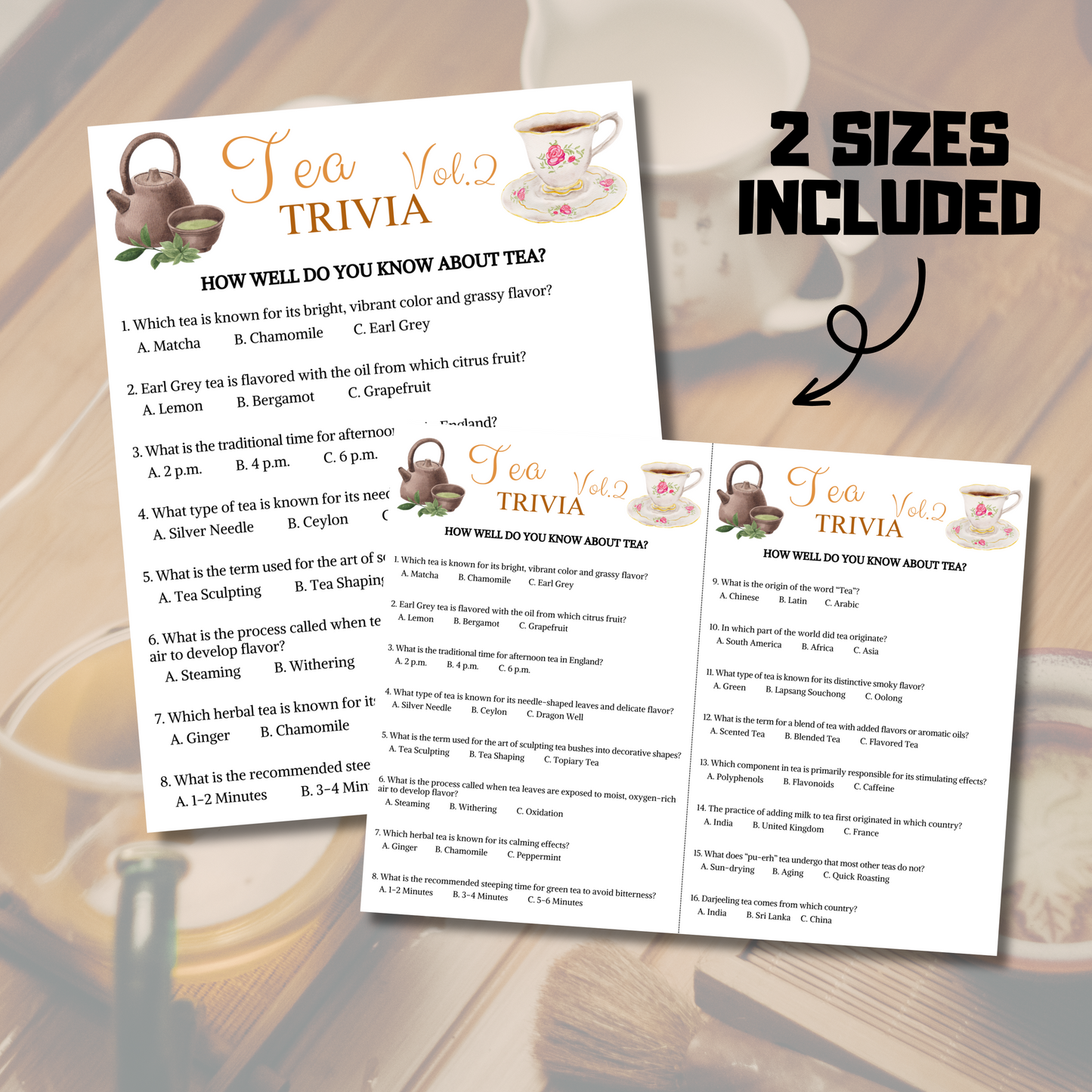 Tea Trivia Game Volume 2 | Minimalist Tea Quiz Game