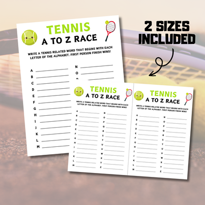 Tennis A To Z Race Game | Printable Tennis Team ABC Race Games