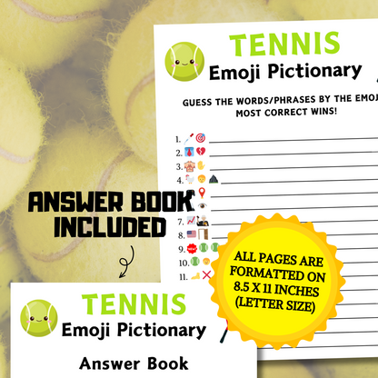 Tennis Emoji Pictionary Game | Printable Tennis Emoji Game