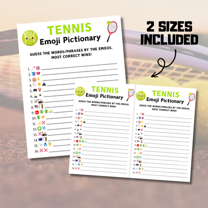 Tennis Emoji Pictionary Game | Printable Tennis Emoji Game