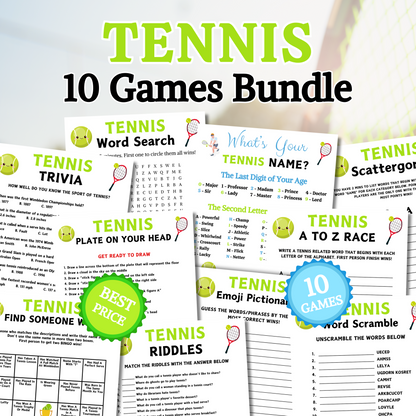 Tennis Games Bundle | Printable Tennis Team Party Game