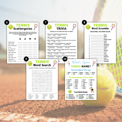 Tennis Games Bundle | Printable Tennis Team Party Game