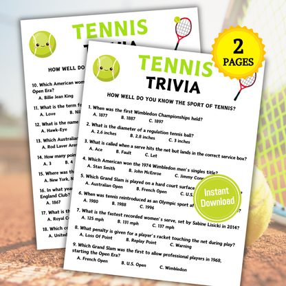 Tennis Trivia Game | Tennis Knowledge Quiz Game