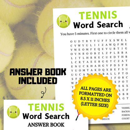 Tennis Word Search Game | Tennis Word Find Game