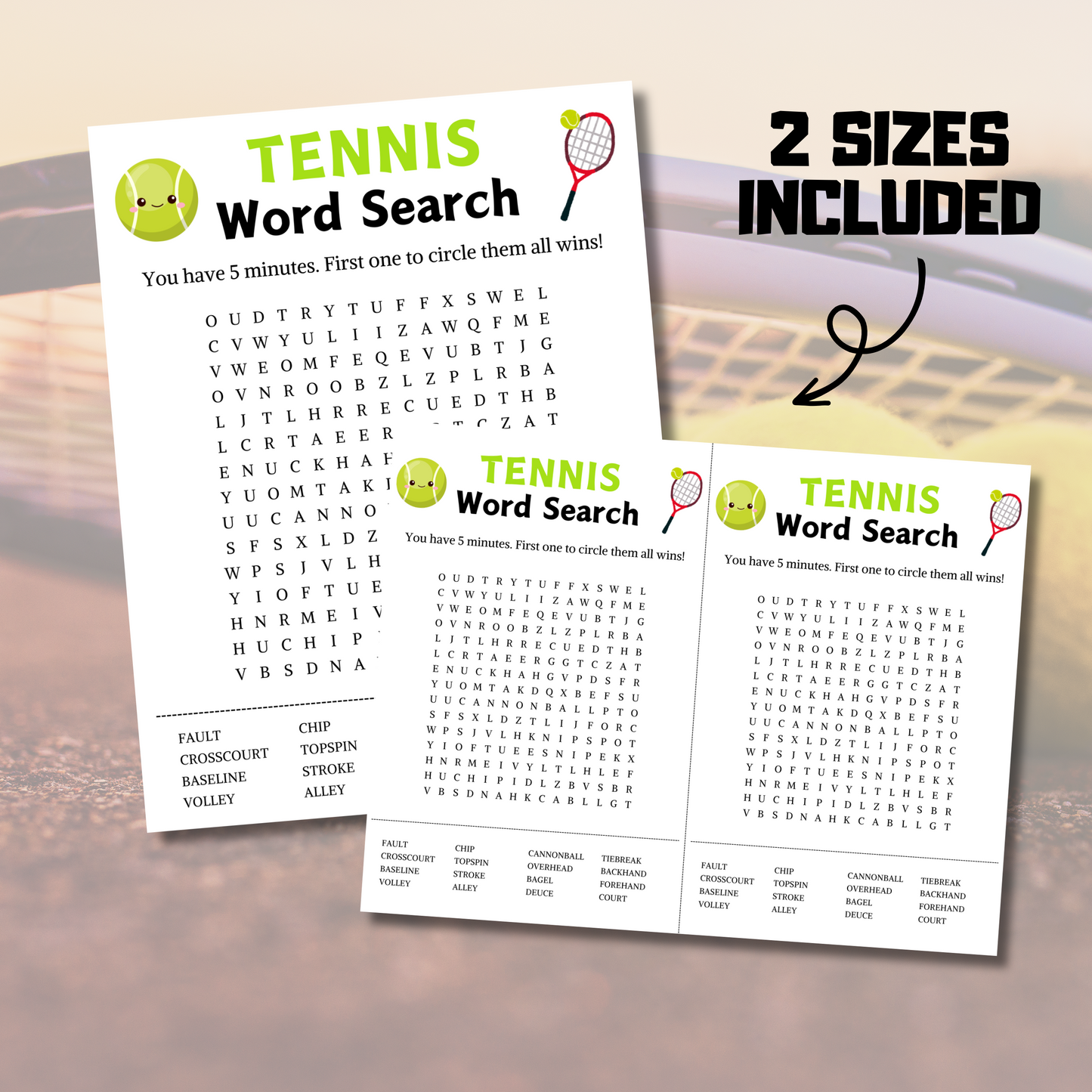 Tennis Word Search Game | Tennis Word Find Game